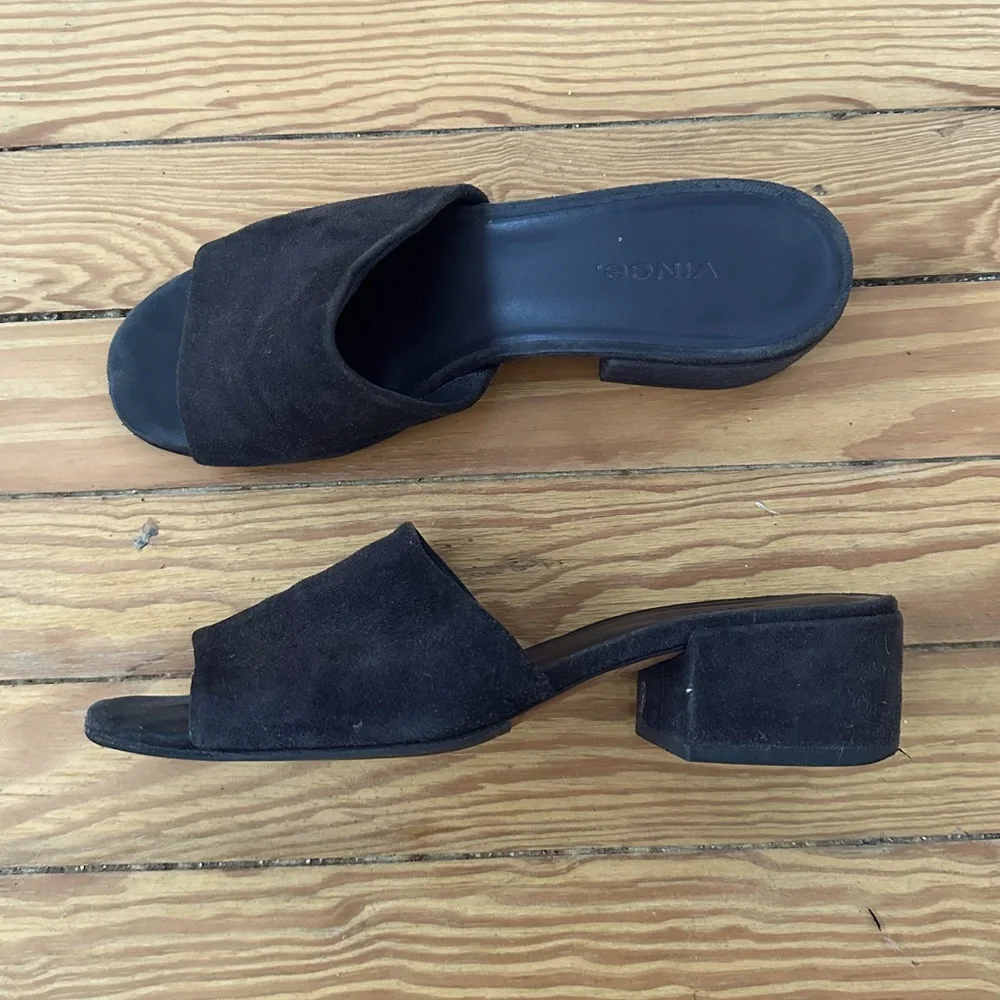 Vince Rachelle Deep Navy Suede Slide Mule - Picture 2 of 5